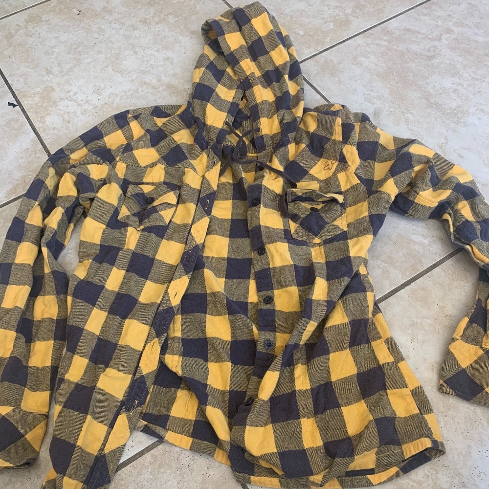 fox plaid hooded flannel